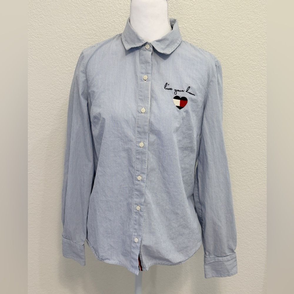 Tommy Hilfiger Button Down Embroidered Long Sleeve Top